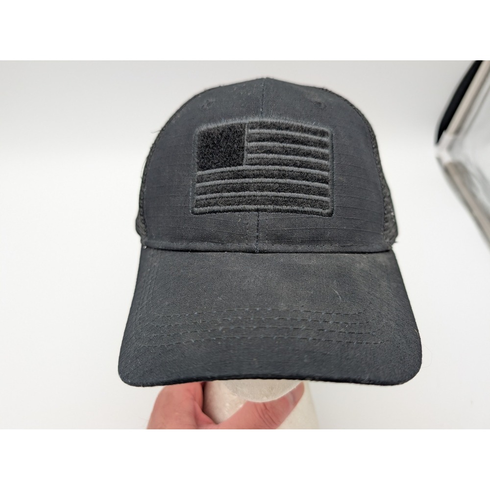 Highland Tactical Mens Black American Flag Patch Mesh Back Snapback Trucker Hat